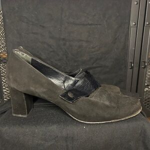 Emporio Armani Black Suede & Pony Hair Block Heel Pumps – Size 38.5